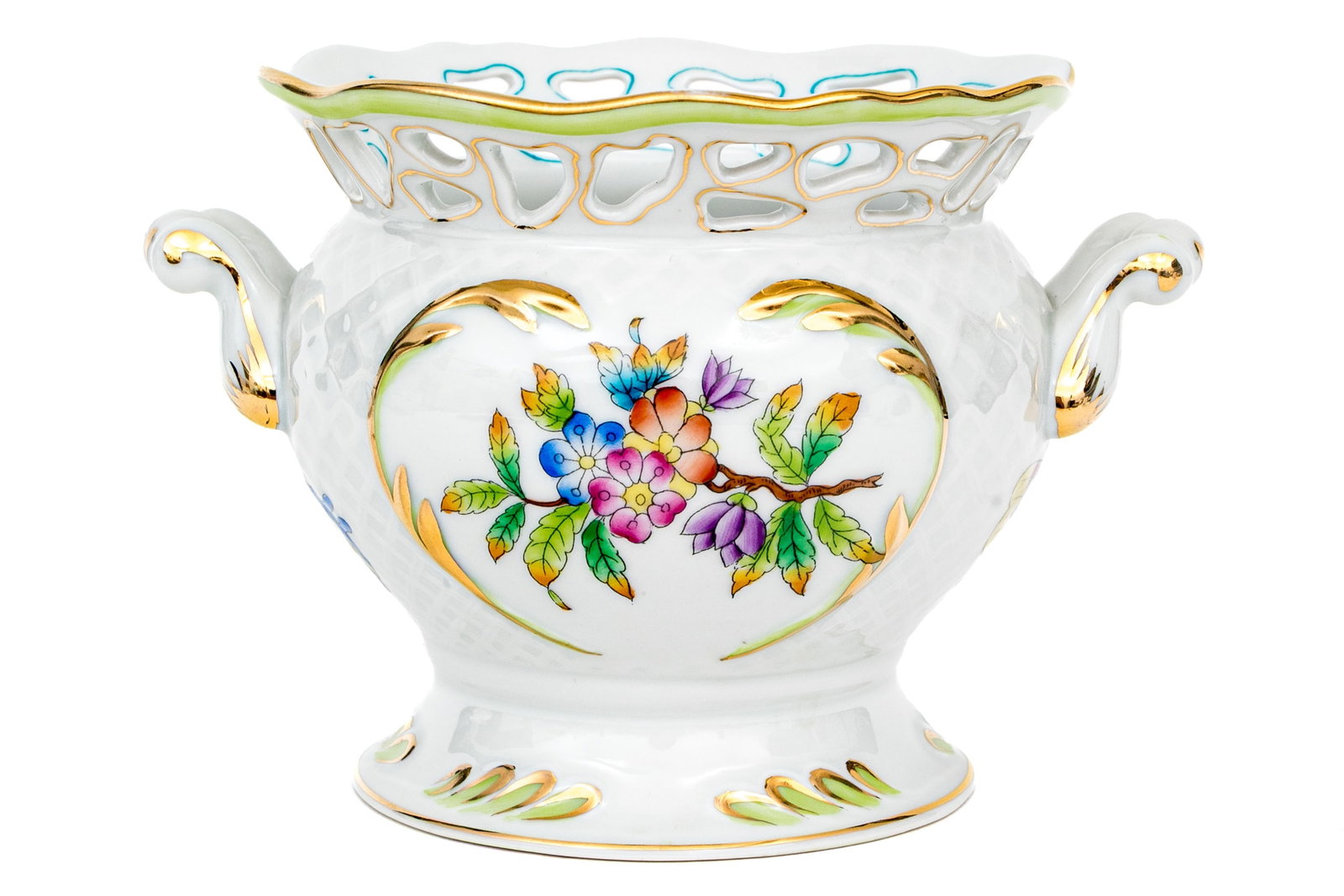 Herend Hungary Hand-Painted Porcelain Cachepot, Queen Victoria (VBO) Pattern (1 of 6)