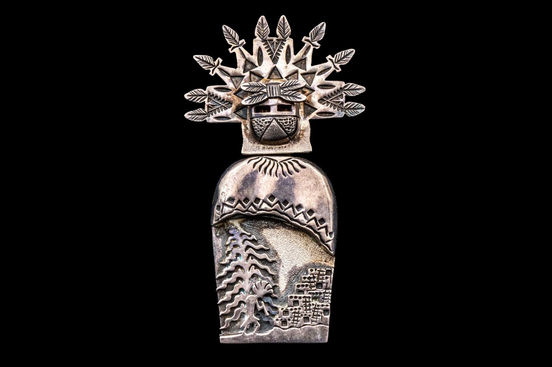 NAVAJO ALVIN VANDEVER IMPORTANT STERLING SILVER KACHINA BROOCH (1 of 8)