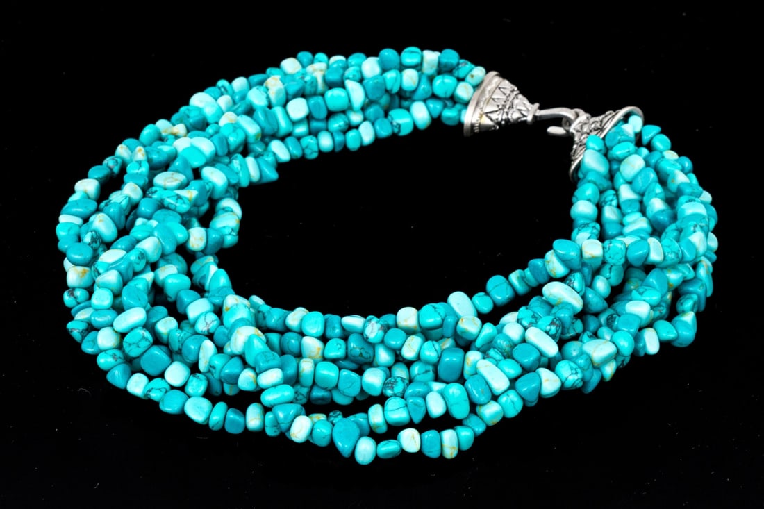 SOUTHWESTERN STYLE EIGHT STRAND TUMBLED STONE TORSADE (1 of 6)