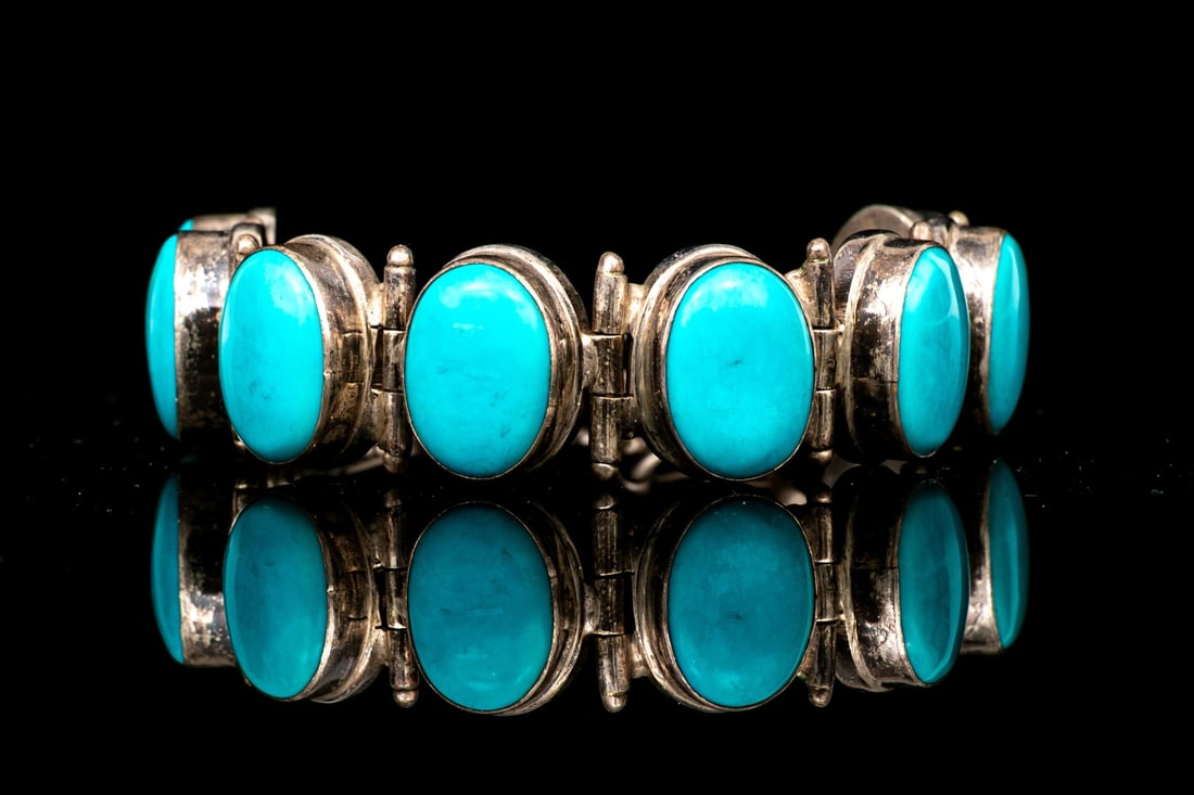 STERLING SILVER CHIC CABACHON HINGED LINK BRACELET (1 of 10)
