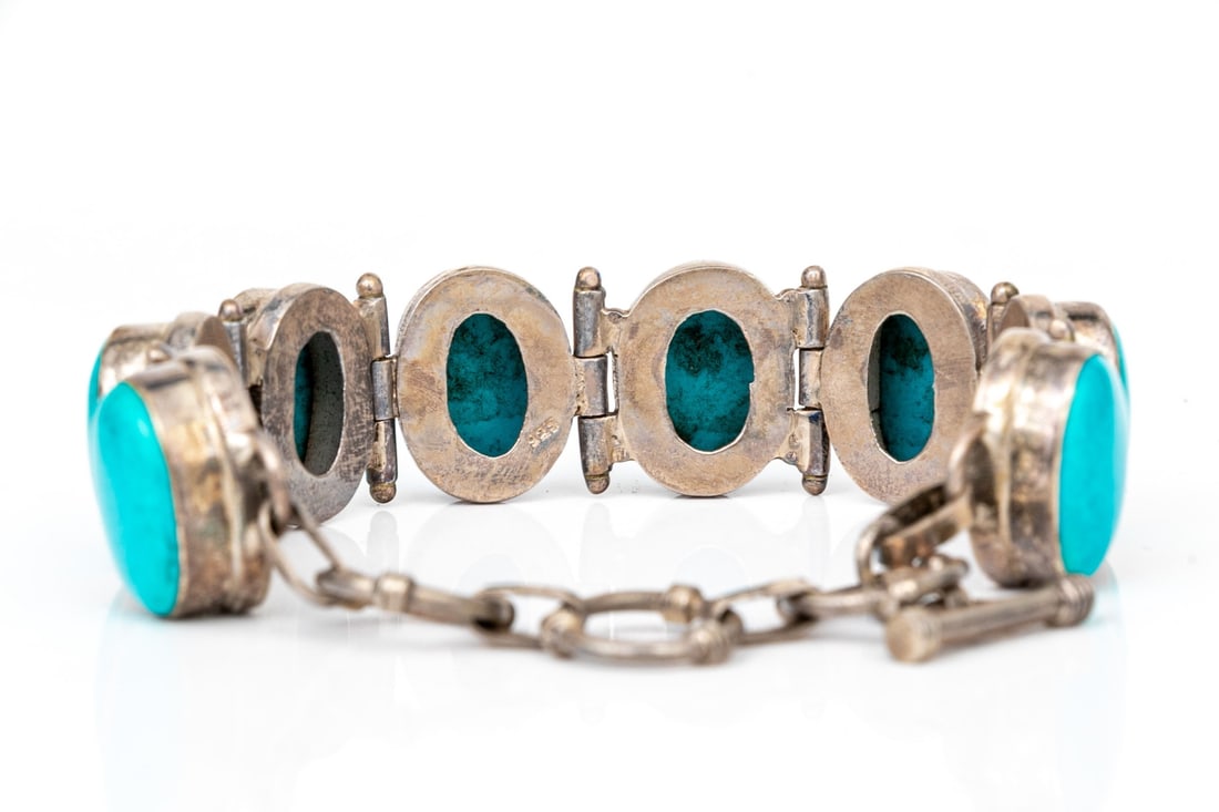 STERLING SILVER CHIC CABACHON HINGED LINK BRACELET - 3