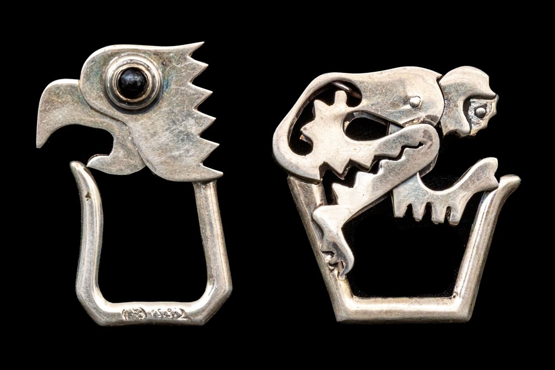 TWO SMALL TAXCO MEXICAN STERLING SILVER WHIMSICAL BOTTLE OPENERS (1 of 4)