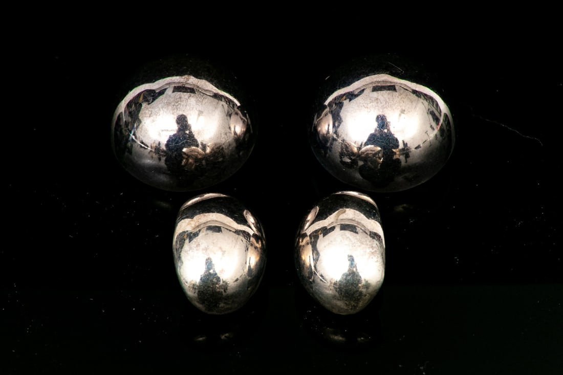 DUO OF STERLING SILVER HIGH POLISHED DOMED EARRINGS (1 of 11)