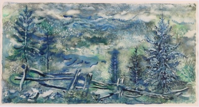 CHAIM GROSS (1904-1991, Ukraine: Expensive Landscape, watercolor on paper, signed lower left, 12 1/2" x 24"