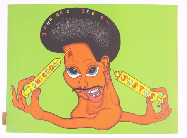 PETER SAUL (B. 1934): Chicago Justice, 18" x 24", 1971, bares blind stamp, signed lower right , numbered lower left 36/150, unframed