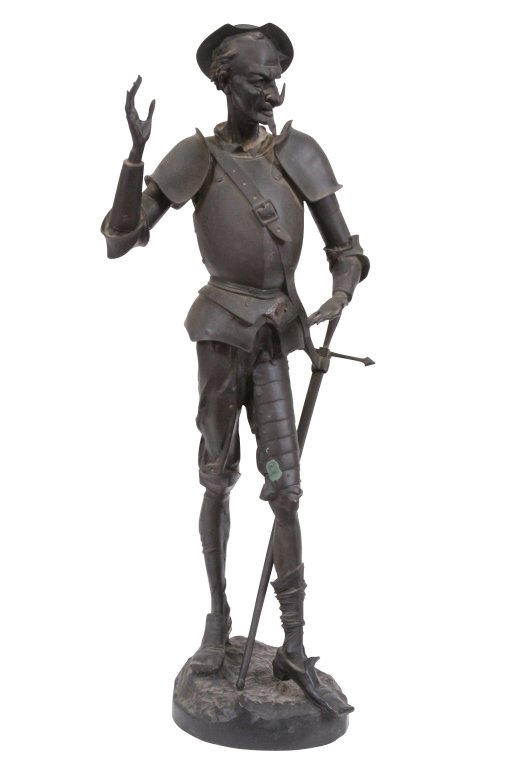 PAUL EMILE MACHAULT (1800-1866, FRENCH): Don Quixote, cast bronze, 35" high, signed on base