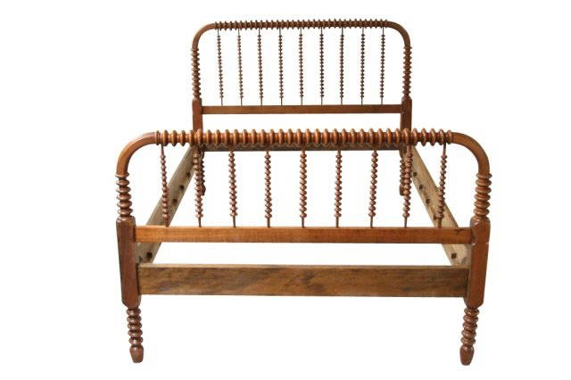 Antique Spool Bed With Rails