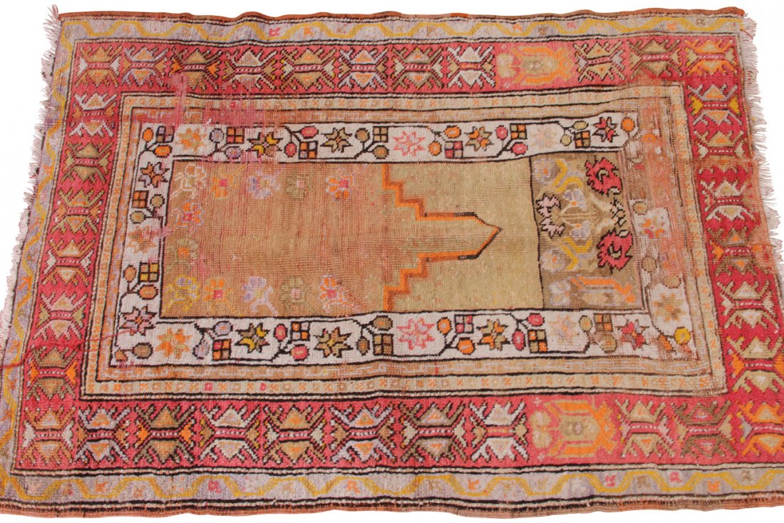 Antique Turkish Prayer Carpet: 54" x 39"