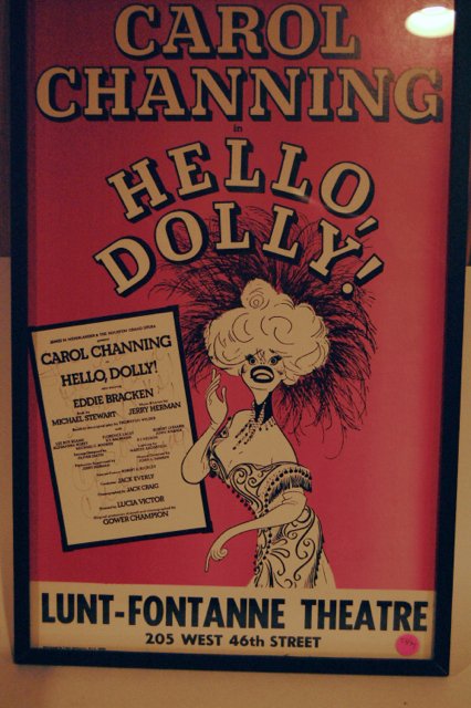 Signed Carol Channing Hello Dolly Theater Poster: Signed and framed Hello Dolly theatre poster with Al Hirschfeld artwork design.