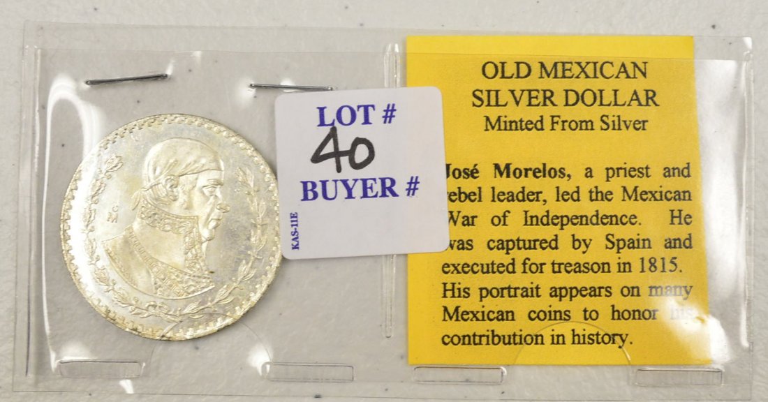1964 Mexican Silver Dollar: Jose Morelos Silver Dollar from 1964