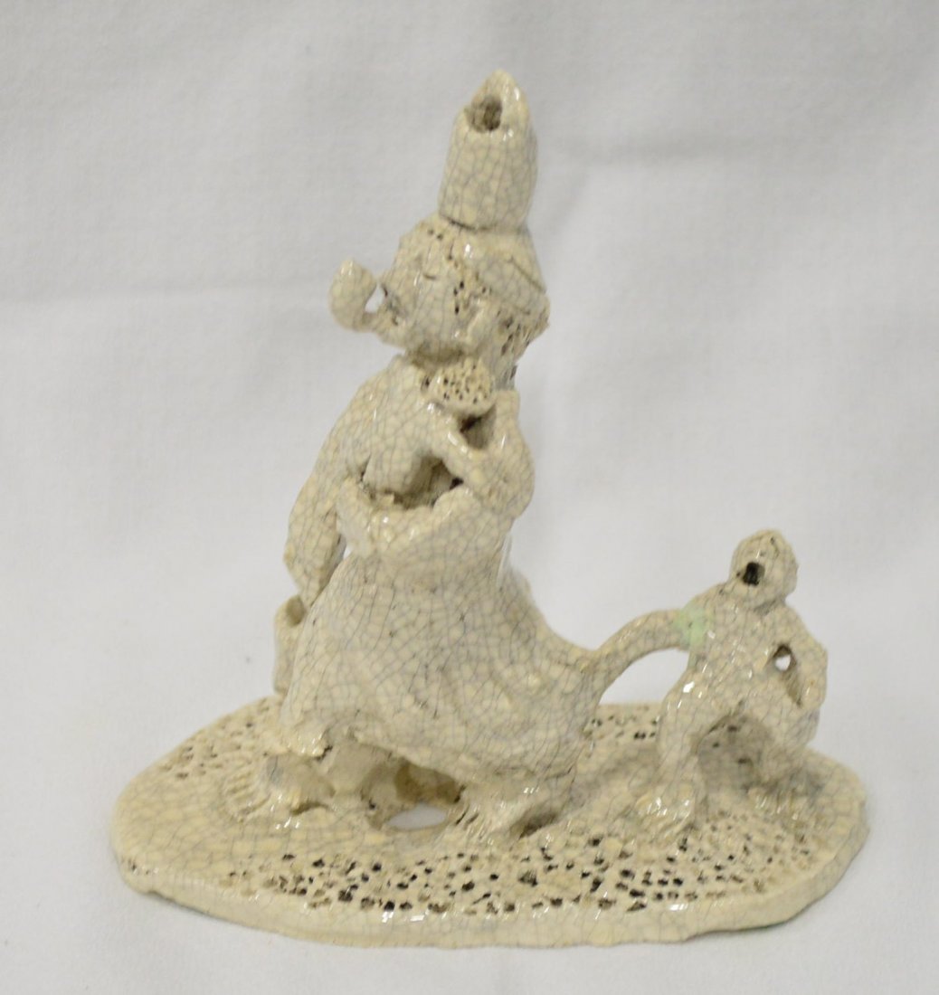Steele Burden Clay Sculpture: "Tottin'", Woman with Tottlers, 6"H