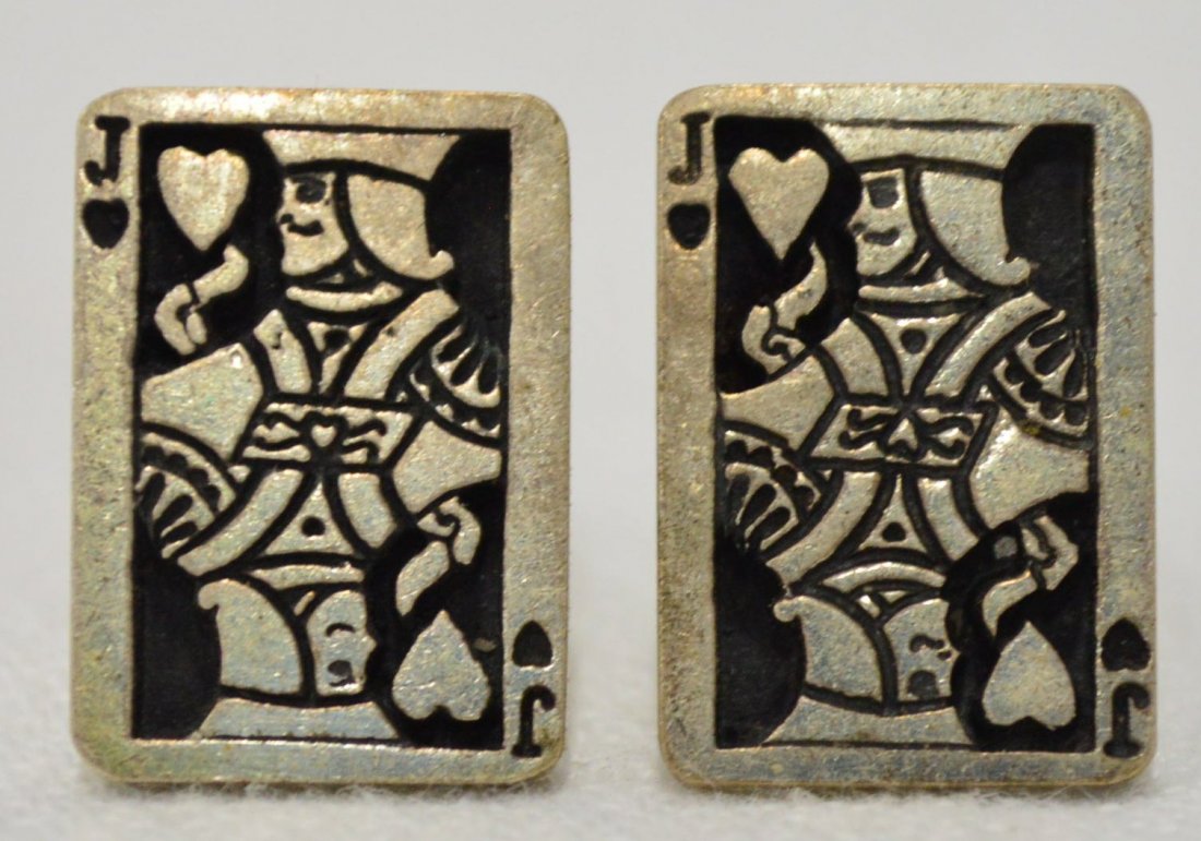 Jack of Hearts Sterling Silver Cuff Links: Sterling Silver Jack of Hearts Cuff Links, EST 25-50