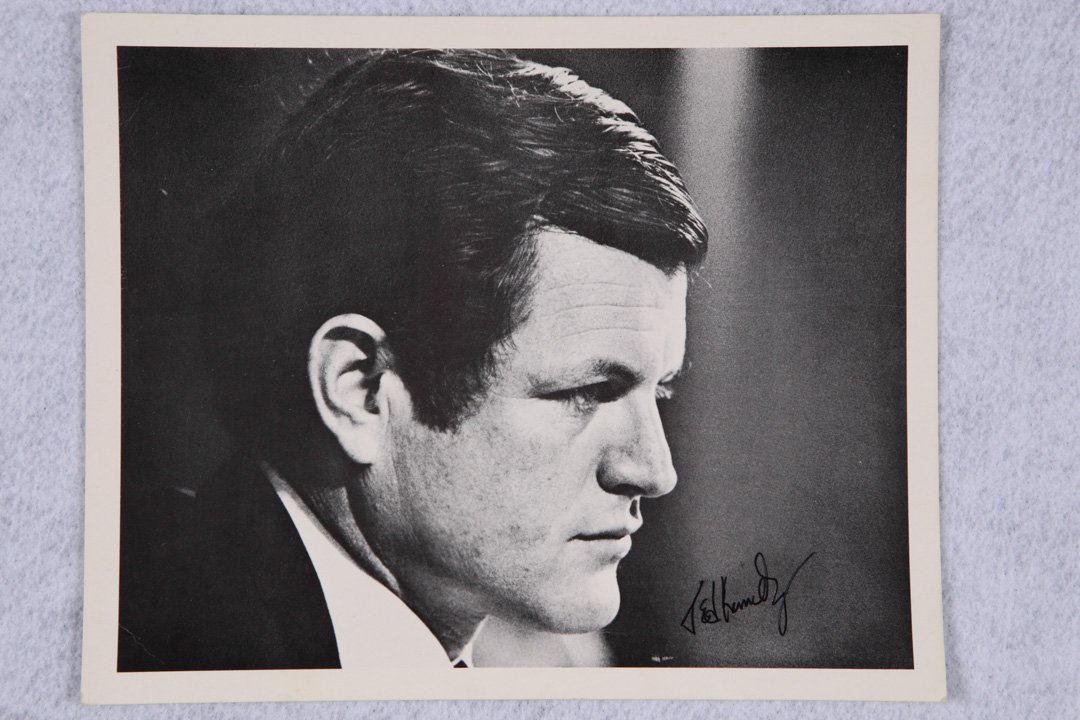 Ted Kennedy Autographed Picture & Letters: picture is a card, not photograph, m. 8x10, autographed Ted Kennedy