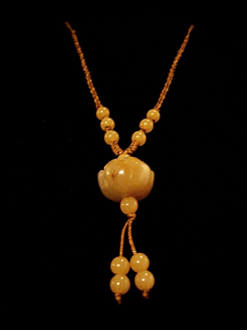Yellow Jade lotus Flower old Pendant Necklace: Chinese necklace, old yellow jade, carved lotus flower. Measurements Flower: 19mm x 12mm-