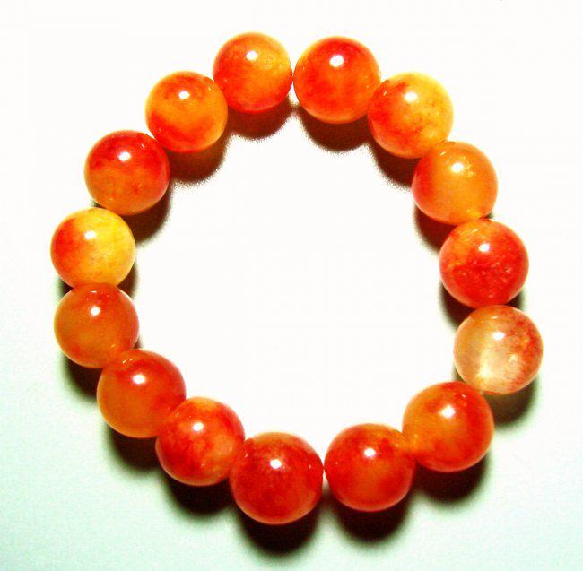 Natural Jadeite Jade Bead Orange Bracelet Grade: B (1 of 2)
