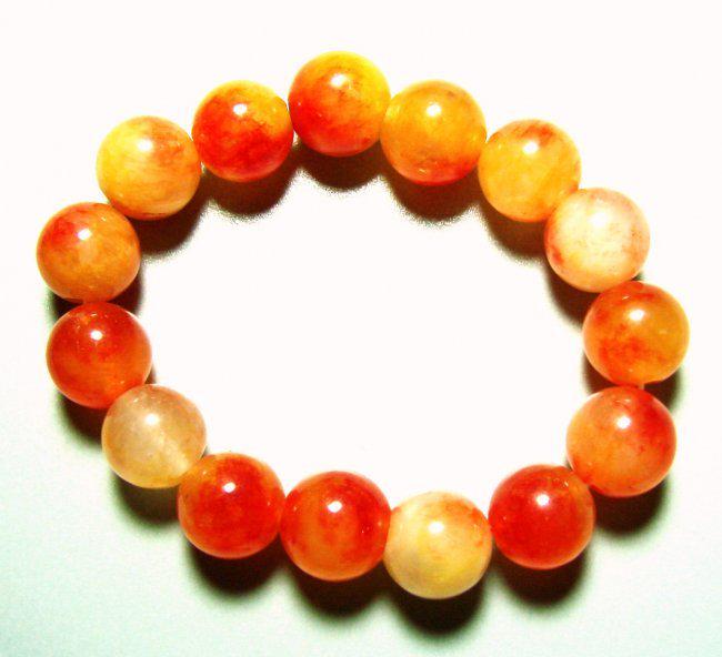 Natural Jadeite Jade Bead Orange Bracelet Grade: B (1 of 2)