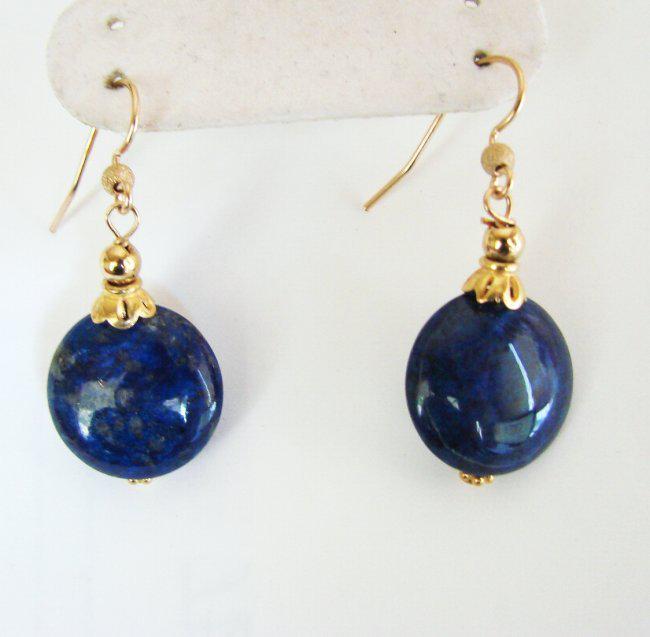 Natural Lapis Lazuli Dangle Earring 28Ct 18k Y/g Filled (1 of 3)