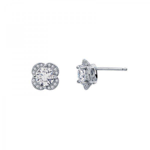 Creation Diamond Earrings Flower 2.32Ct 18k W/g Overlay (1 of 2)