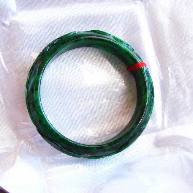 Natural Jade Carved Ruyi Imperial Bangle Grade A (1 of 3)