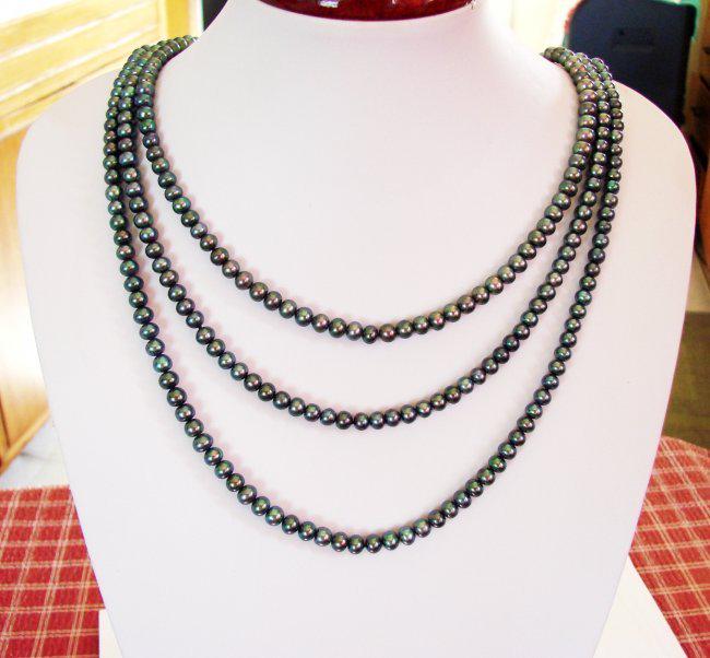 Natural Culture Pearl Black Color 6.5 mm Necklace (1 of 4)
