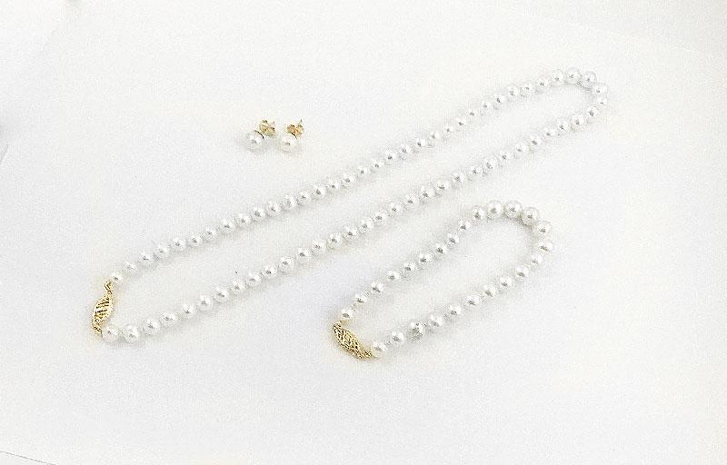 Freshwater Pearl Necklace &Bracelet 14k Y/G Clasp (1 of 3)