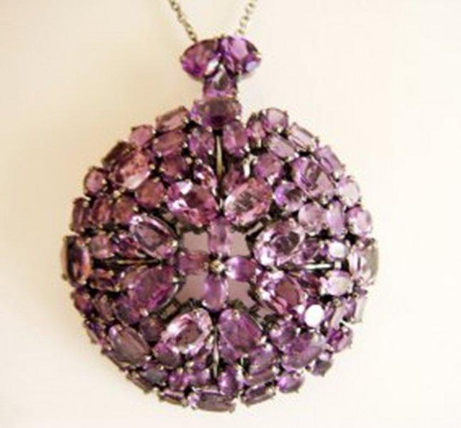 Natural Amethyst Pendant /Brooch 64.80Ct 18k Bg Overlay (1 of 3)