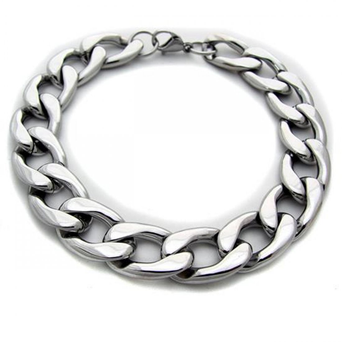 Curb Link Bracelets Stainless Men’s Bracelet: Man’s Stainless Steel Bracelet Qty: 1 Item: Bracelet Color: White Metal: Stainless Steel Size: 10" Width: 12mm Lopter- Clasp Style: Unique Item#84-162-12