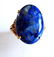 Natural Blue Lazuli Oval Cabochon Ring 17.85Ct 14k Y/g