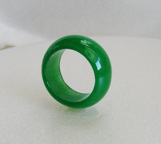 Natural Jadeite Jade Ring Grade A Size: 9: Natural Jadeite Jade Ring Grade: A, Color: Light Green Transparency: Semi -Transparent Shape & Cut: Solid Jade Band Haft Round Jade Finish: High Polish Remarks: Genuine Jadeite Jade Quality: Excellent