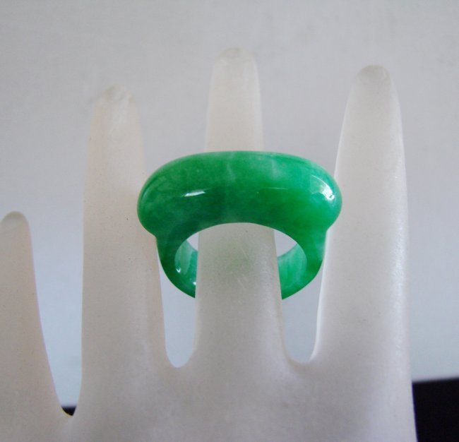 Natural Jadeite Jade Ring Grade A Size 10.5: Natural Jadeite Jade Ring Grade: A, Color: Emerald Green Transparency: Semi -Transparent Shape & Cut: Solid Jade Band Haft Round Jade Finish: High Polish Remarks: Genuine Jadeite Jade Quality: Excelle
