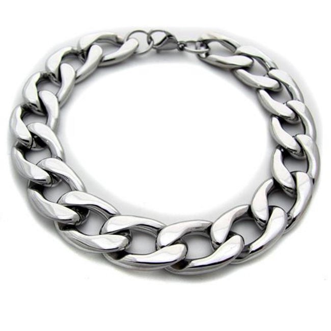 Curb Link Bracelets Stainless Men's Bracelet: Men's Stainless Steel Bracelet Qty: 1 Item: Bracelet Color: White Metal: Stainless Steel Size: 10" Width: 12mm Lopter- Clasp Code#84-162-12