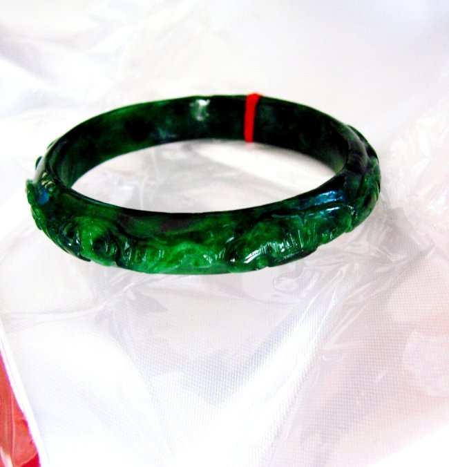 Natural Jade Carved Ruyi Imperial Bangle Grade A (1 of 4)