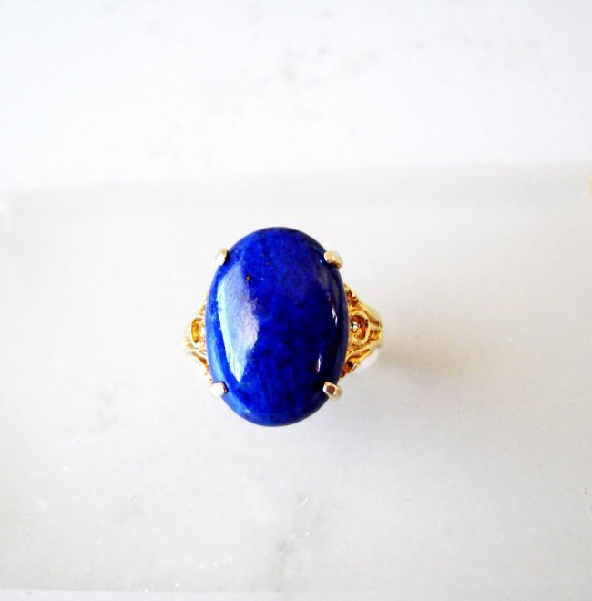 Natural Blue Lazuli Ring 16.70Ct 14k Y/g (1 of 5)