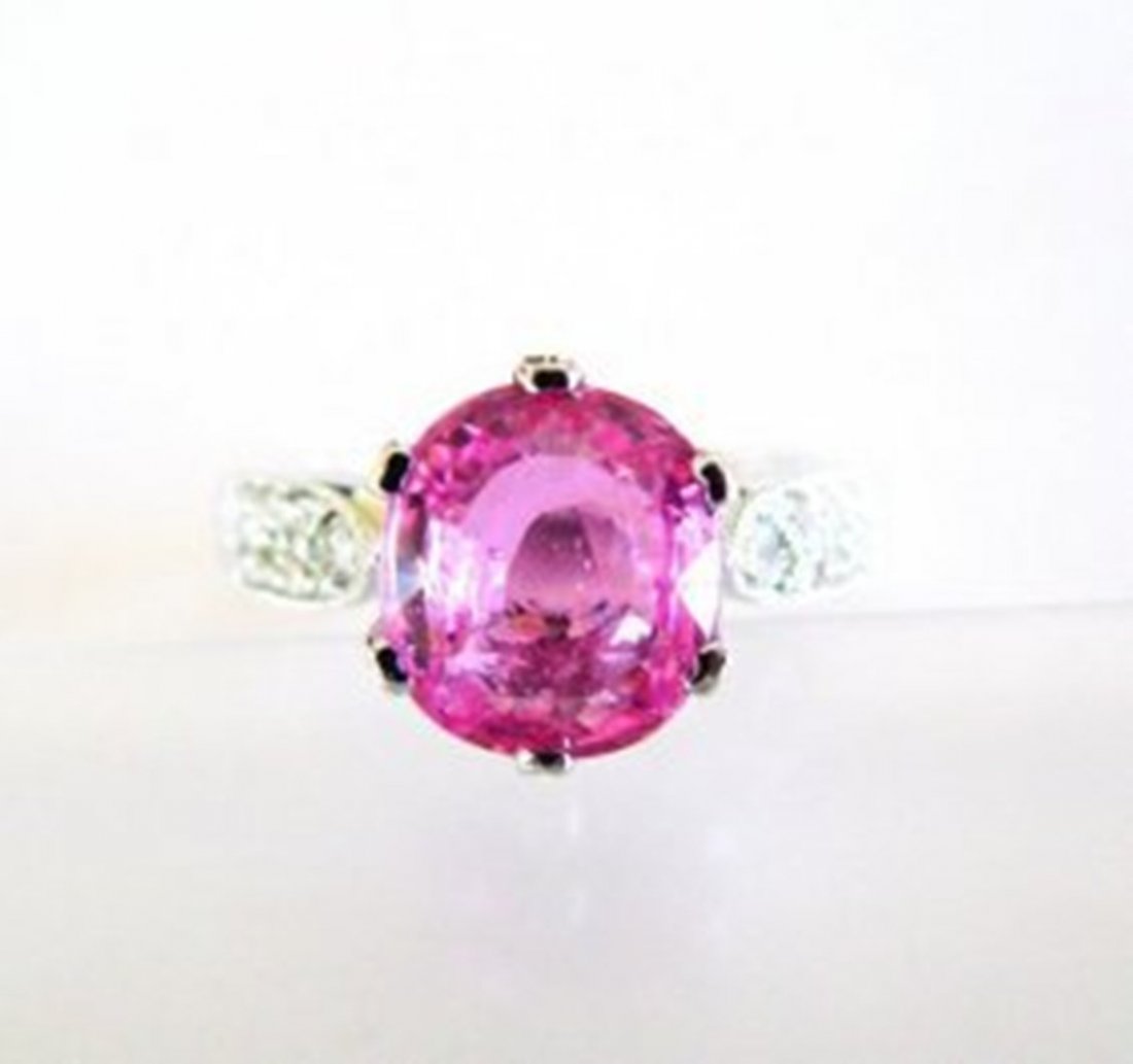 Natural Pink Sapphire Diamond Ring 3.41Ct 14k 14k W/g (1 of 6)