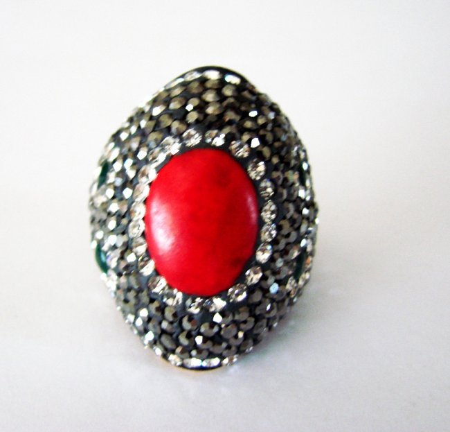 Natural Coral Ring 19.89Ct 18k Two Tone Overlay (1 of 5)