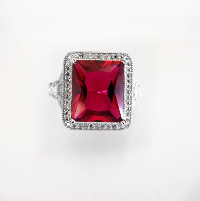 Creation Daimond Ruby Ring 8.61Ct 18k W/g Overlay (1 of 4)