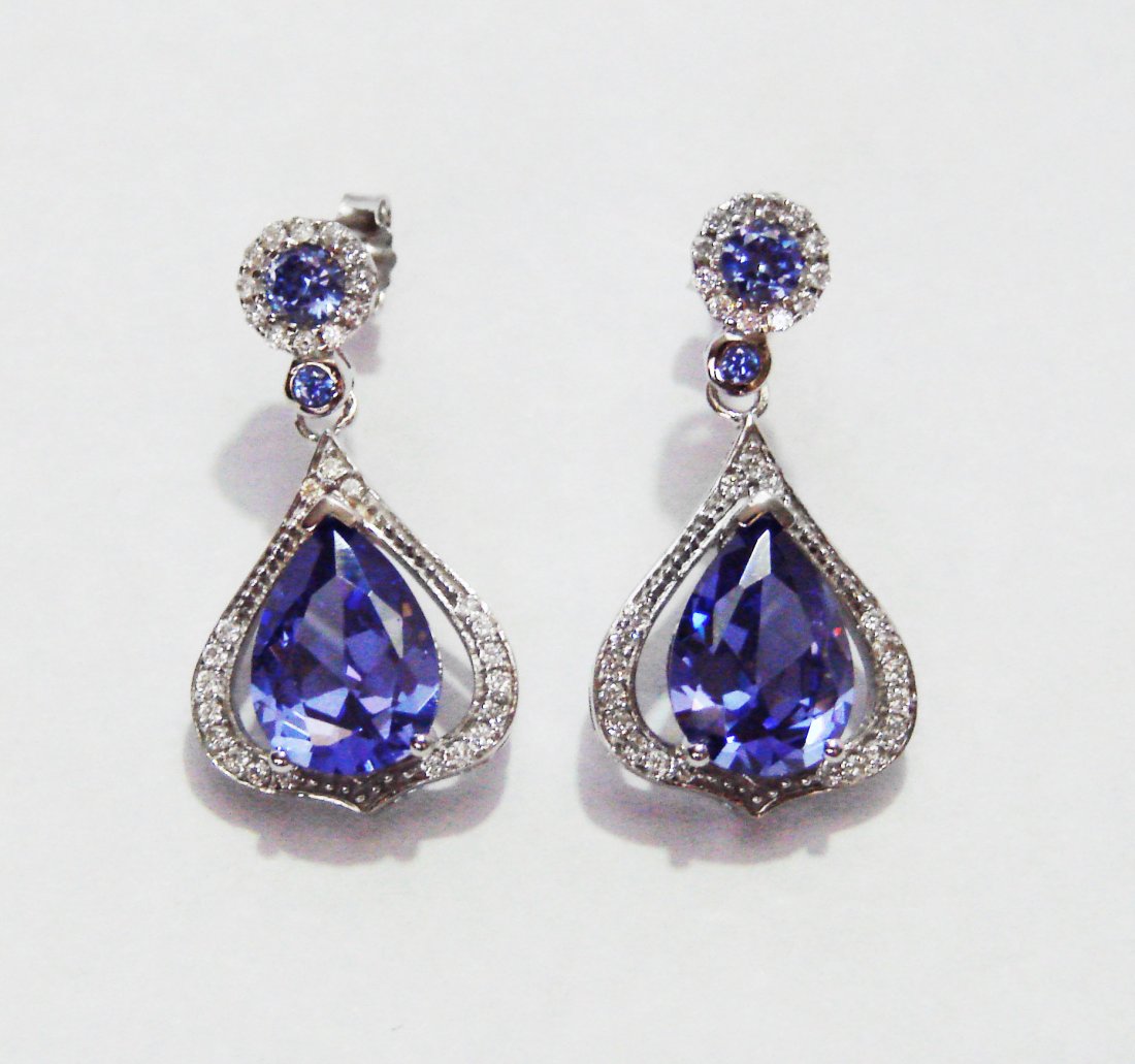 Creation Diamond/Tanzanite Earrings 3.29 CT (1 of 4)