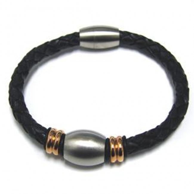 Leather Cord Stainless Steel Oval Bead; Magnetic (1 of 1)