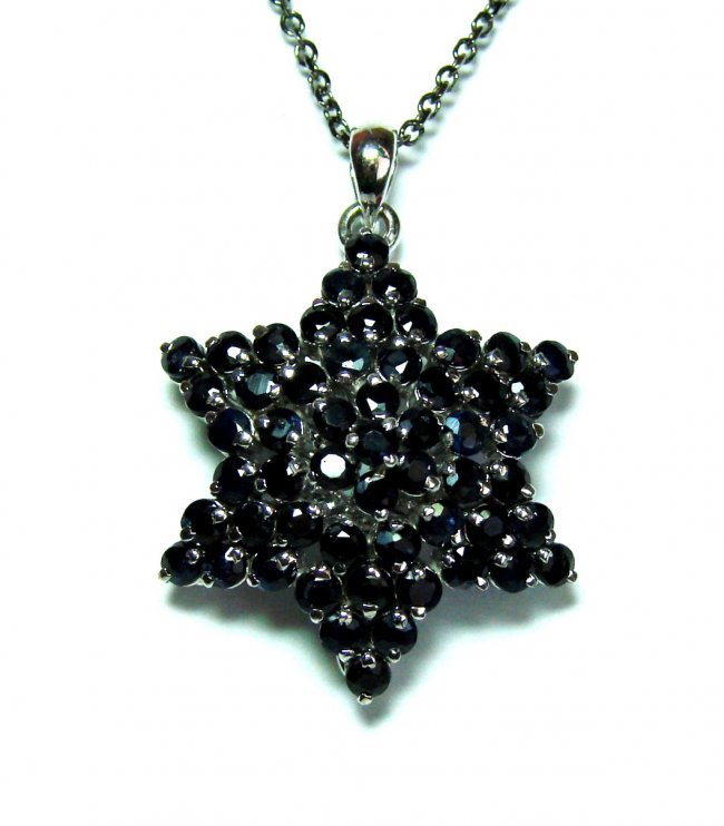 Sapphire Star Pendant 4.50Ct 18k W/g Overlay (1 of 3)