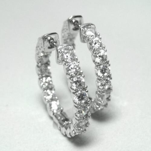Ceartion Diamond Hoop Earrings 3.98Ct 18k W/g Overlay (1 of 2)