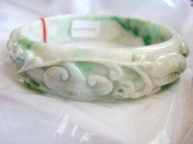 Cert Burma Carved Chiness Jade Bangle Grade A (1 of 6)