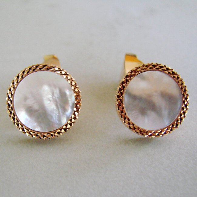 Men Cufflink 18k R/g Overlay Mother Pearl12.50Ct (1 of 4)