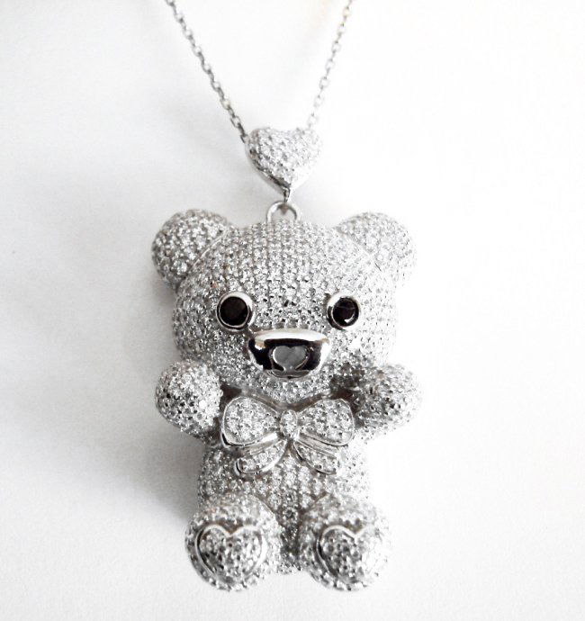 Bear Pendant Creation Diamond  5.95Ct 18k W/g Overlay (1 of 2)