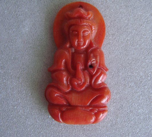 Loose Pendant Coral Carved Guanyin 29.00 Ct (1 of 3)