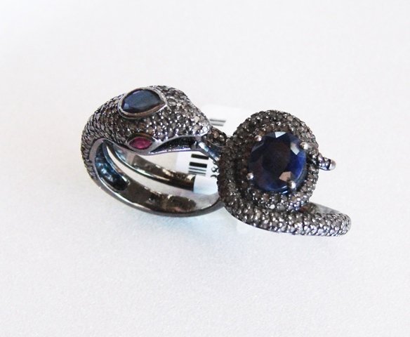 Snake Figure 2 Fingers Diamond Ring 2.80Ct 18K Two-tone (1 of 7)