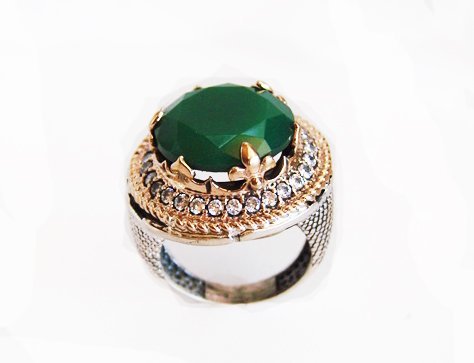 Green Onyx Ring 23.02 Ct 18k Two Tone Overlay (1 of 6)