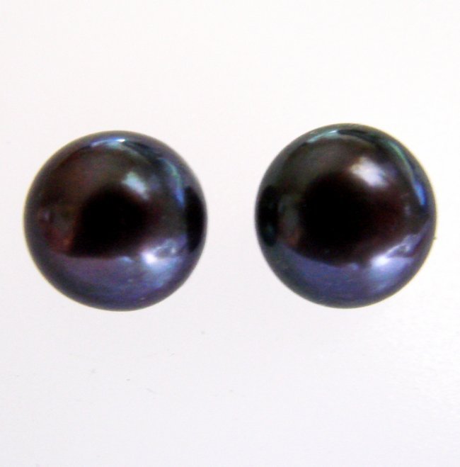10 mm Stud Earrings Grey Cultured Pearl Grade: AA (1 of 1)