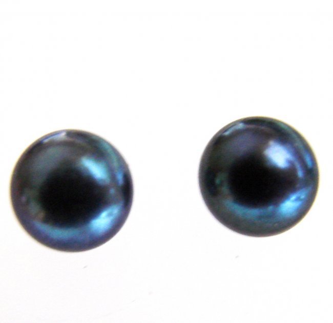 10 mm Stud Earrings Peacock Cultured Pearl Grade: AA (1 of 1)