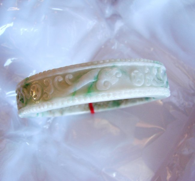 Cert Natural Jadeite Jade Carved Bangle Grade A (1 of 7)