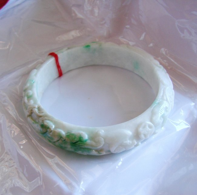 Cert Natural Jadeite Jade Carved Bangle Grade A (1 of 9)